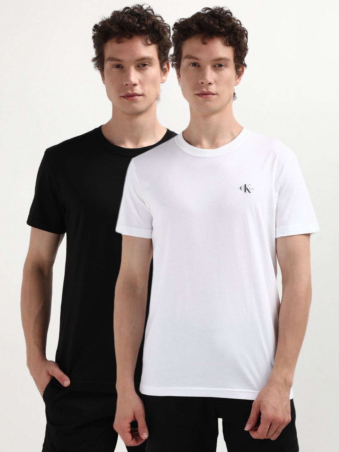 

Calvin Klein Jeans Men Pack Of 2 Solid Round Neck Cotton T-Shirt, White