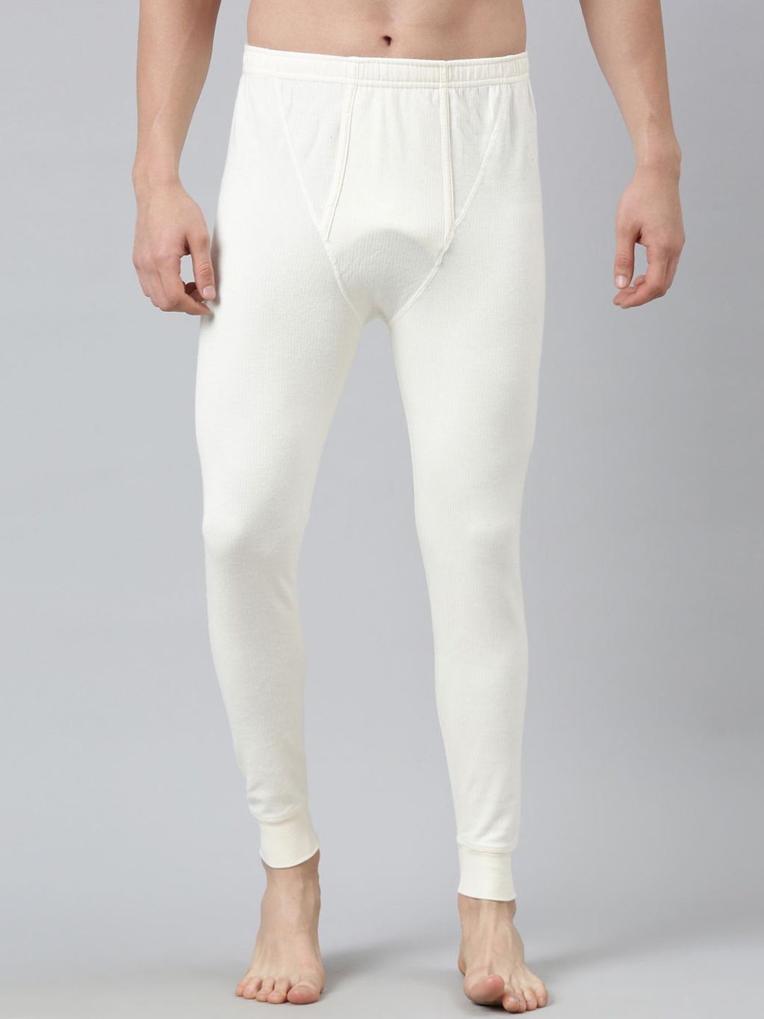 

DIXCY SCOTT Maximus Men Ankle Length Pull On Cotton Thermal Trousers, Off white