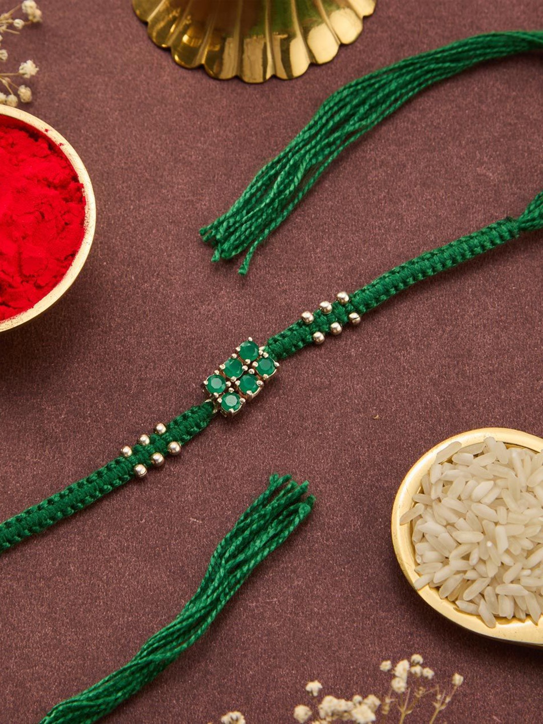 

Fabindia Thread Rakhi With Roli Chawal, Green