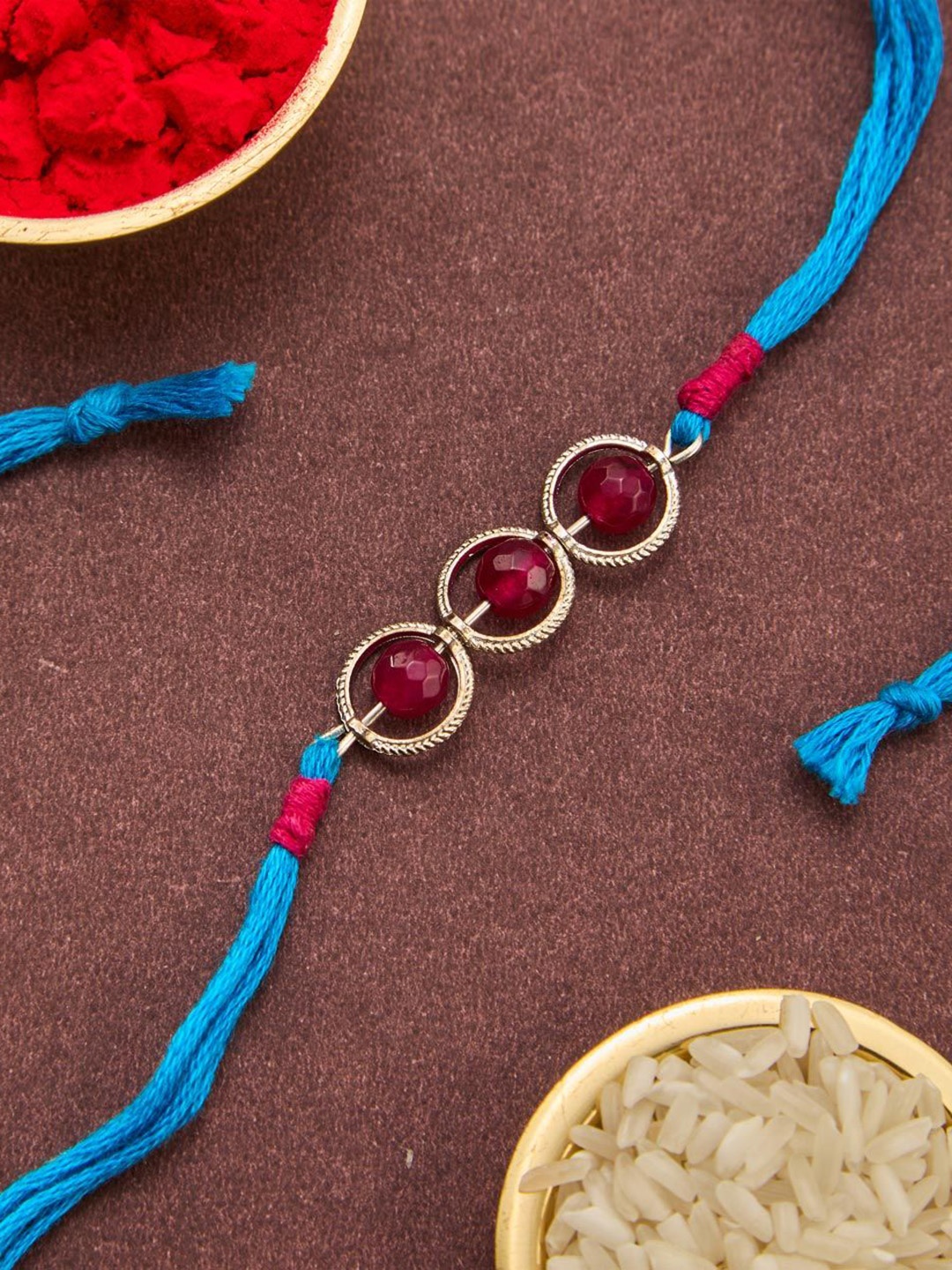 

Fabindia Beads Thread Rakhi With Roli Chawal, Red