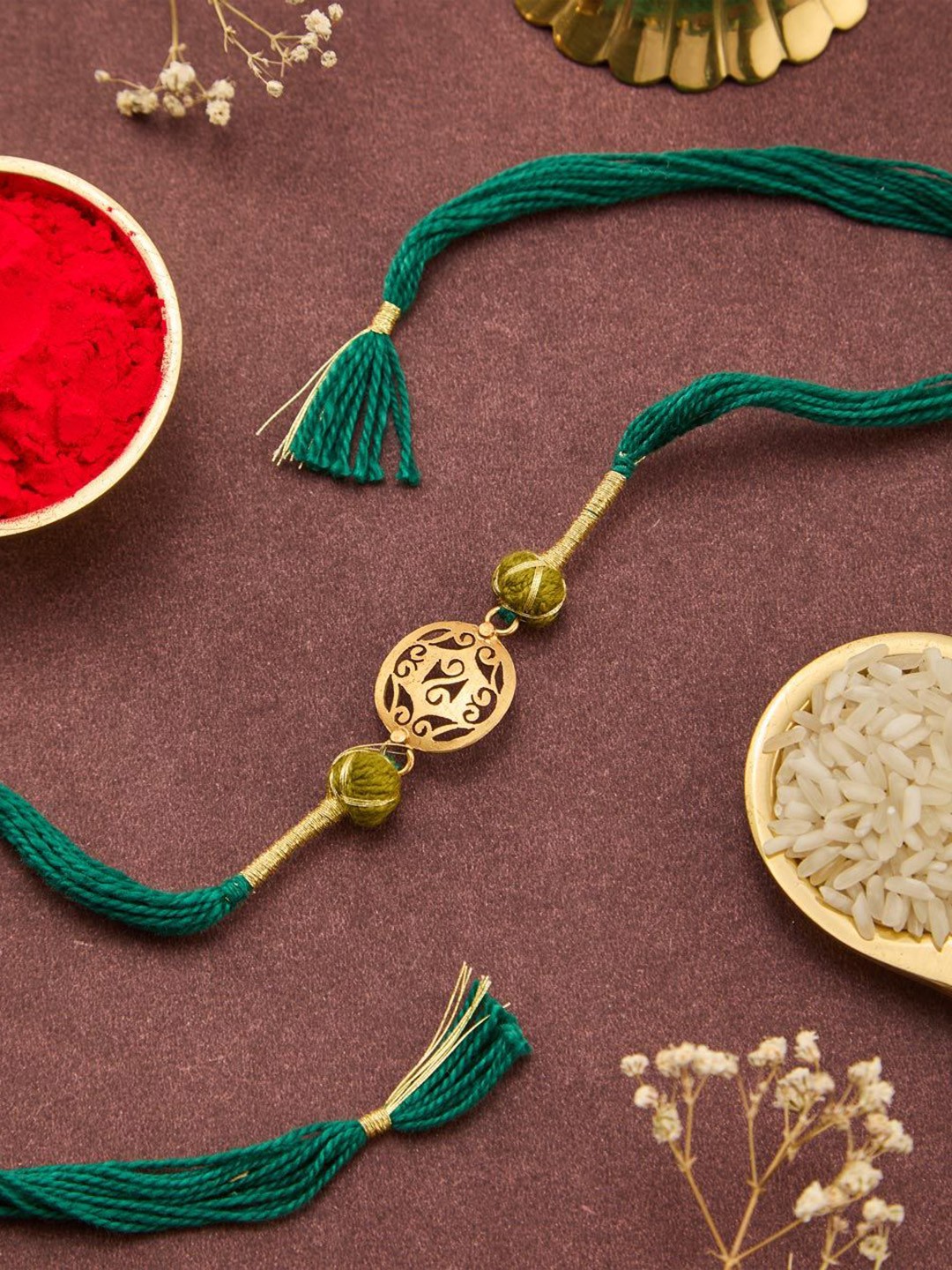 

Fabindia Thread Rakhi with Tie-Up Closure, Gold