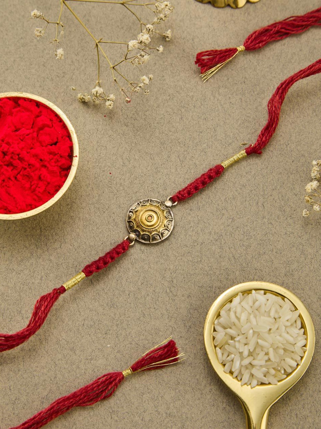 

Fabindia Thread Rakhi With Roli Chawal, Red