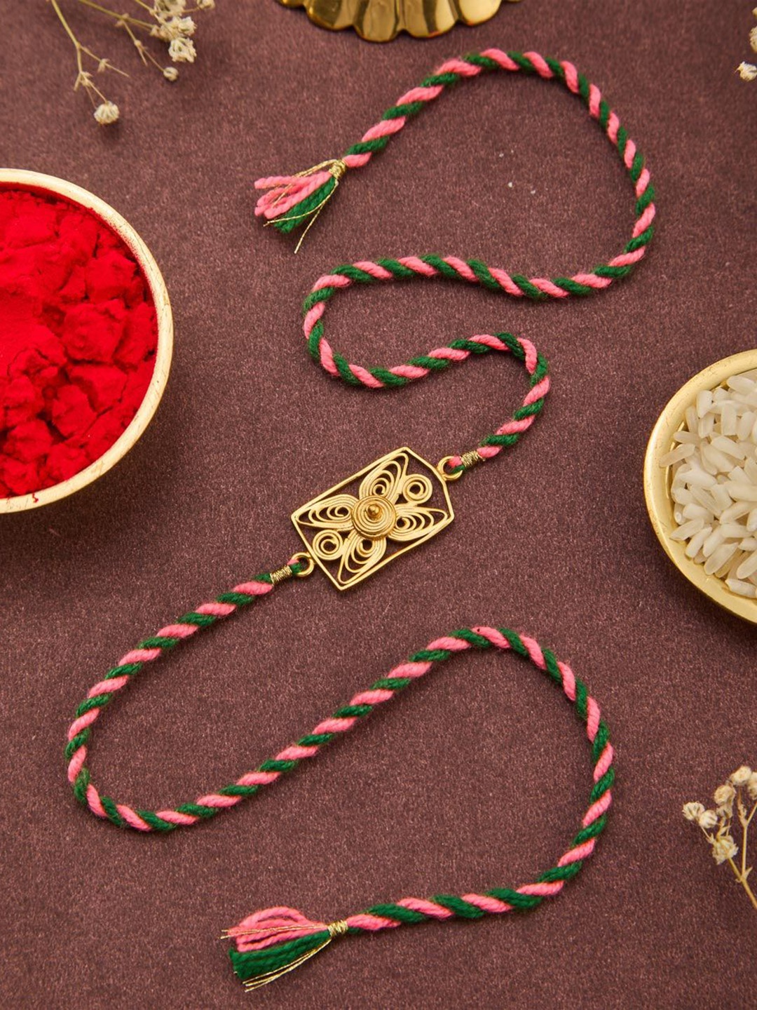 

Fabindia Thread Rakhi With Roli Chawal, Gold