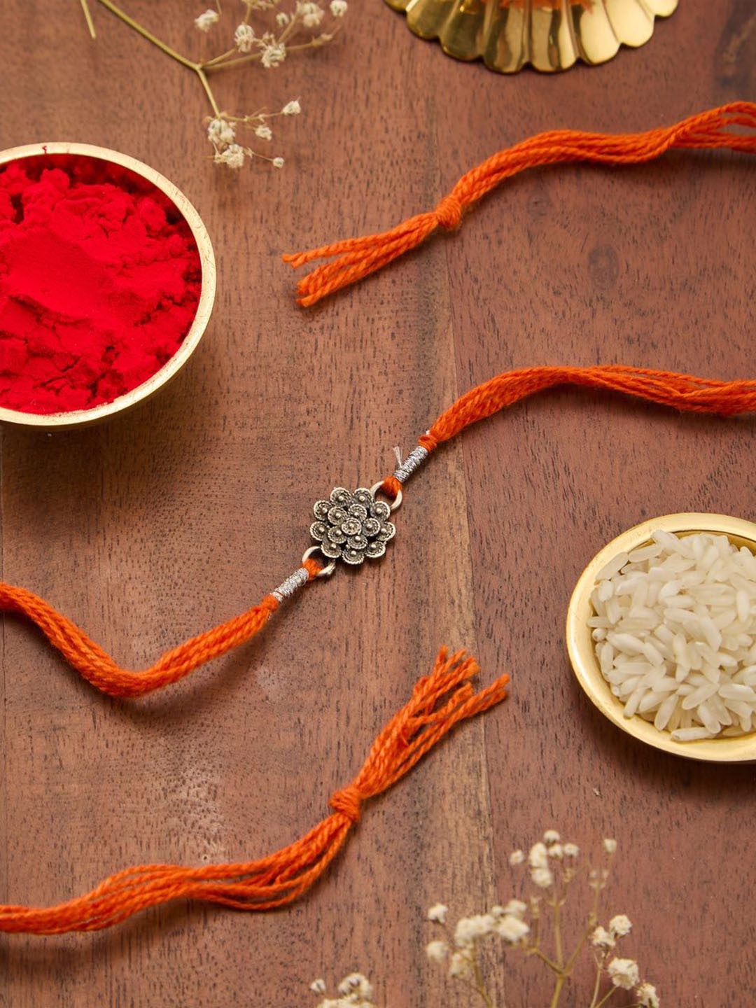 

Fabindia Floral Rakhi With Roli Chawal, Bronze