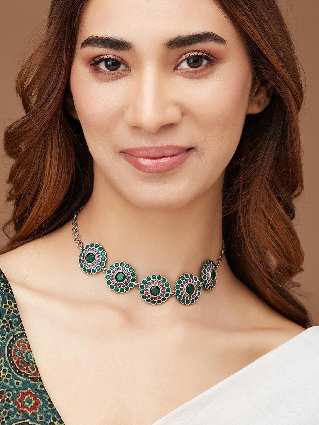 

Fabindia Stone-Studded Short Necklace, Green