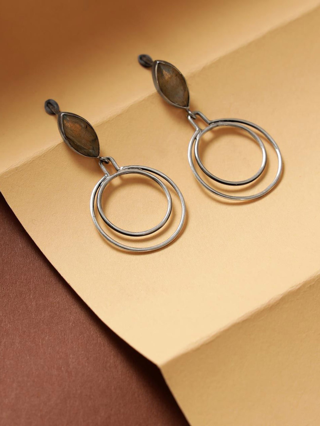 

Fabindia Silver-Plated Contemporary Drop Earrings