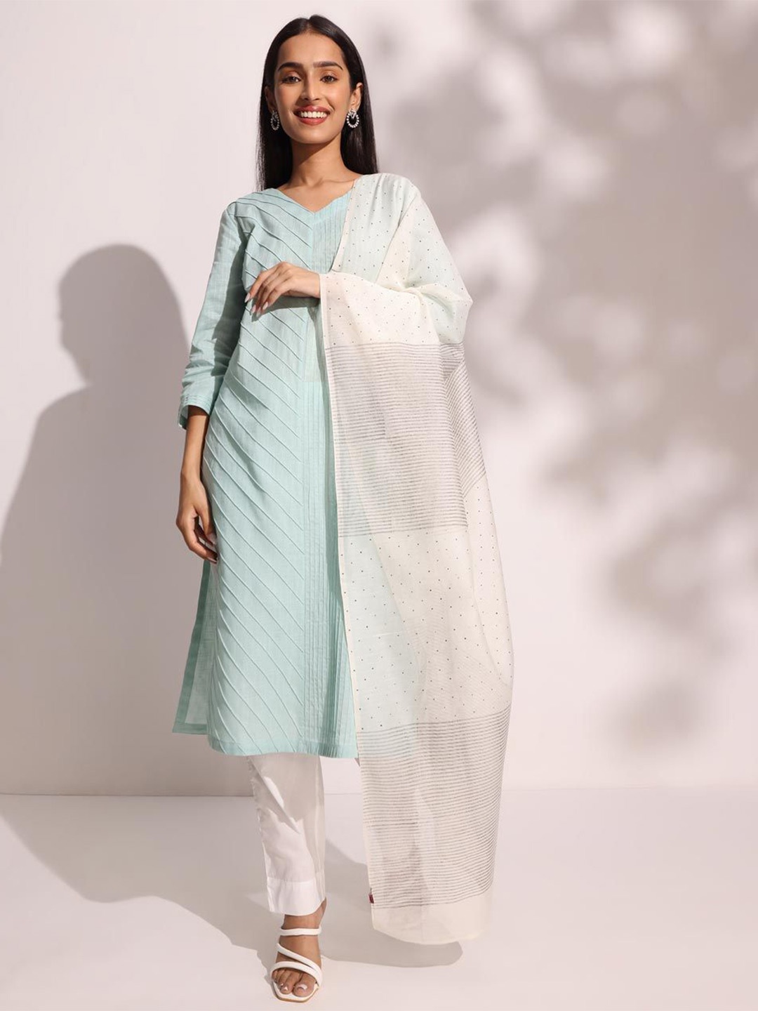 

Fabindia Ethnic Motifs Printed Dupatta, White