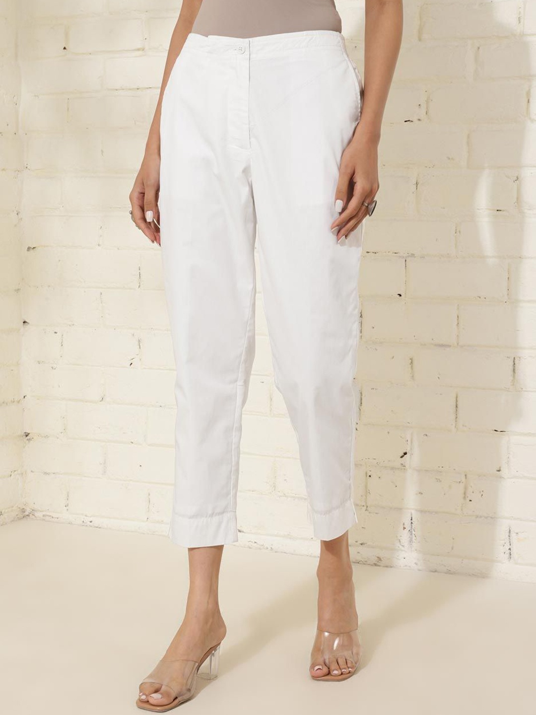 

Fabindia Women Slim Fit Trousers, White