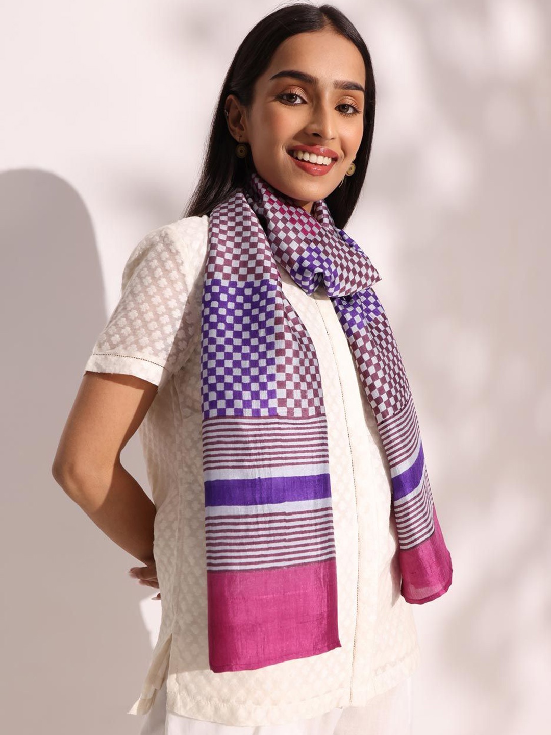 

Fabindia Women Printed Stole, Violet