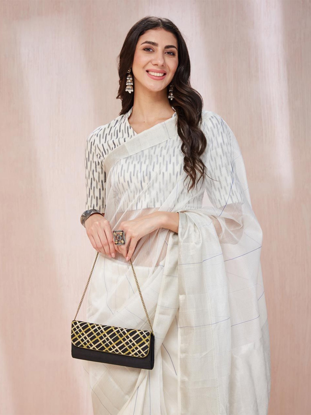 

Fabindia Embellished Foldover Clutch, Black