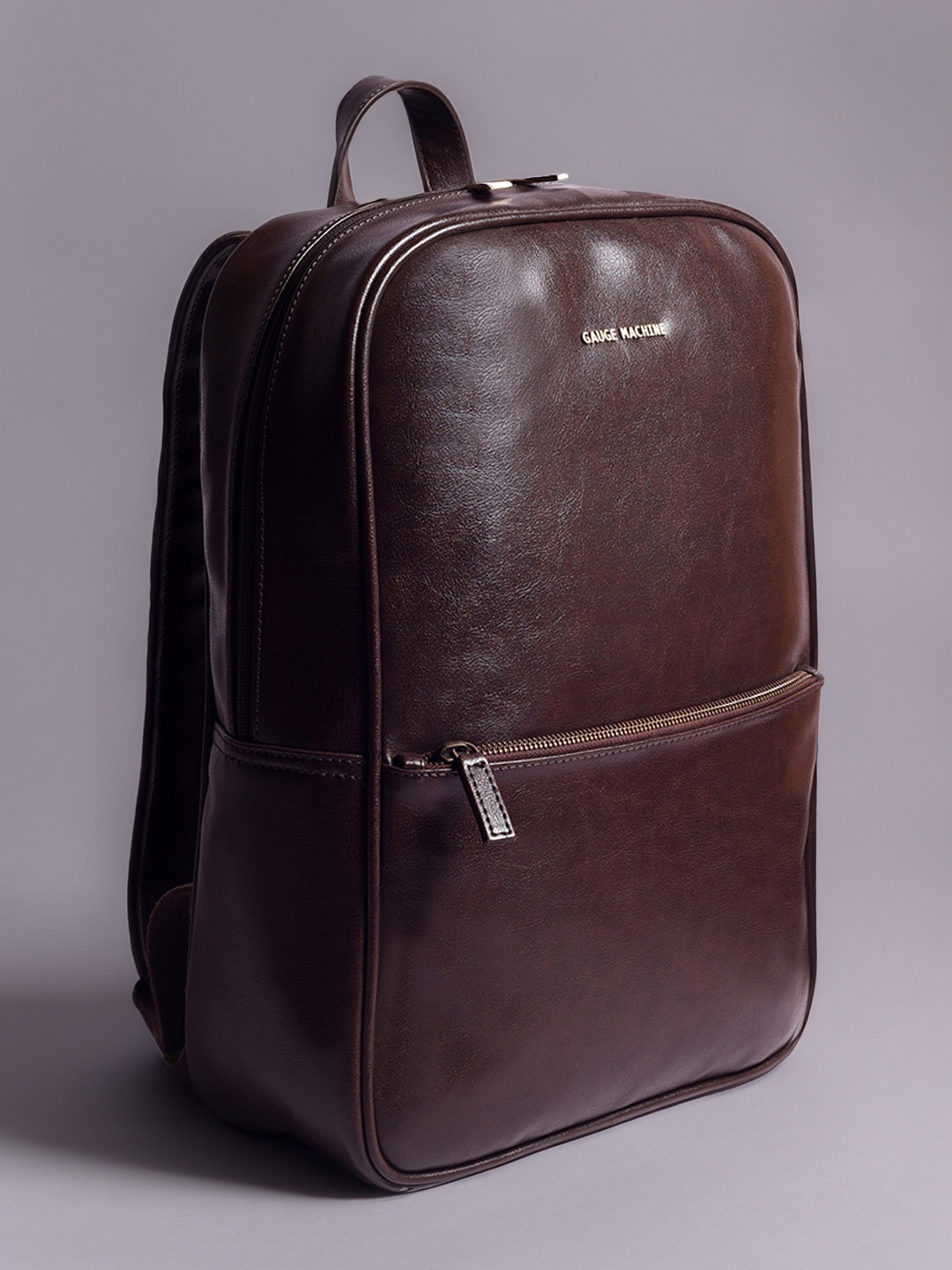 

Gauge Machine Unisex Backpack with Front Pocket, Brown