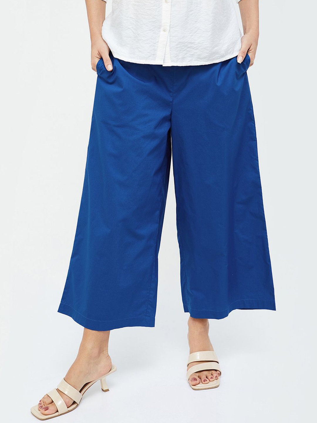 

Melange by Lifestyle Women Mid-Rise Culottes Trousers, Blue