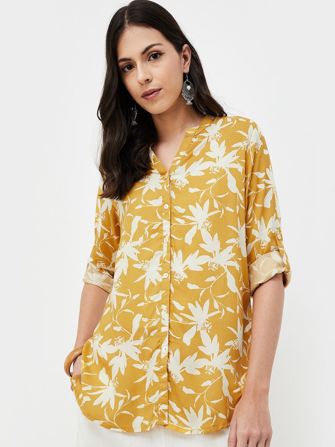 

Melange by Lifestyle Floral Printed Kurti, Mustard