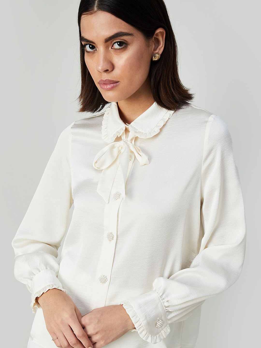 

CODE by Lifestyle Women Tie-Up Shirt Style Top, Off white