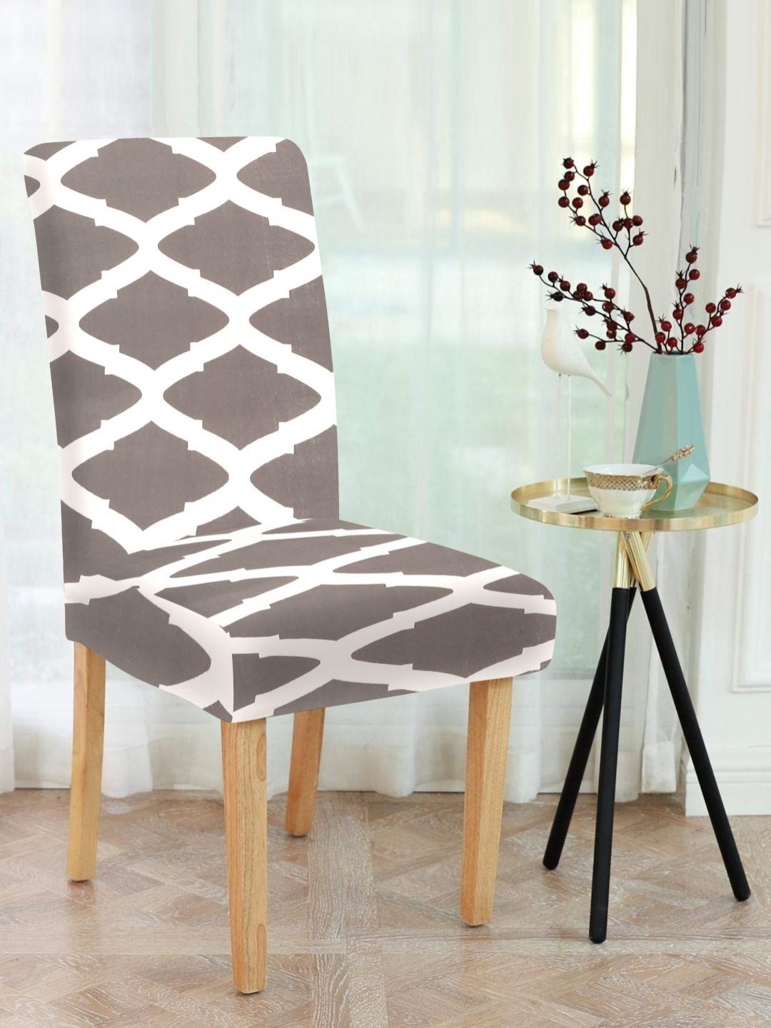 

HOSTA HOMES Grey & White Printed Chair Cover