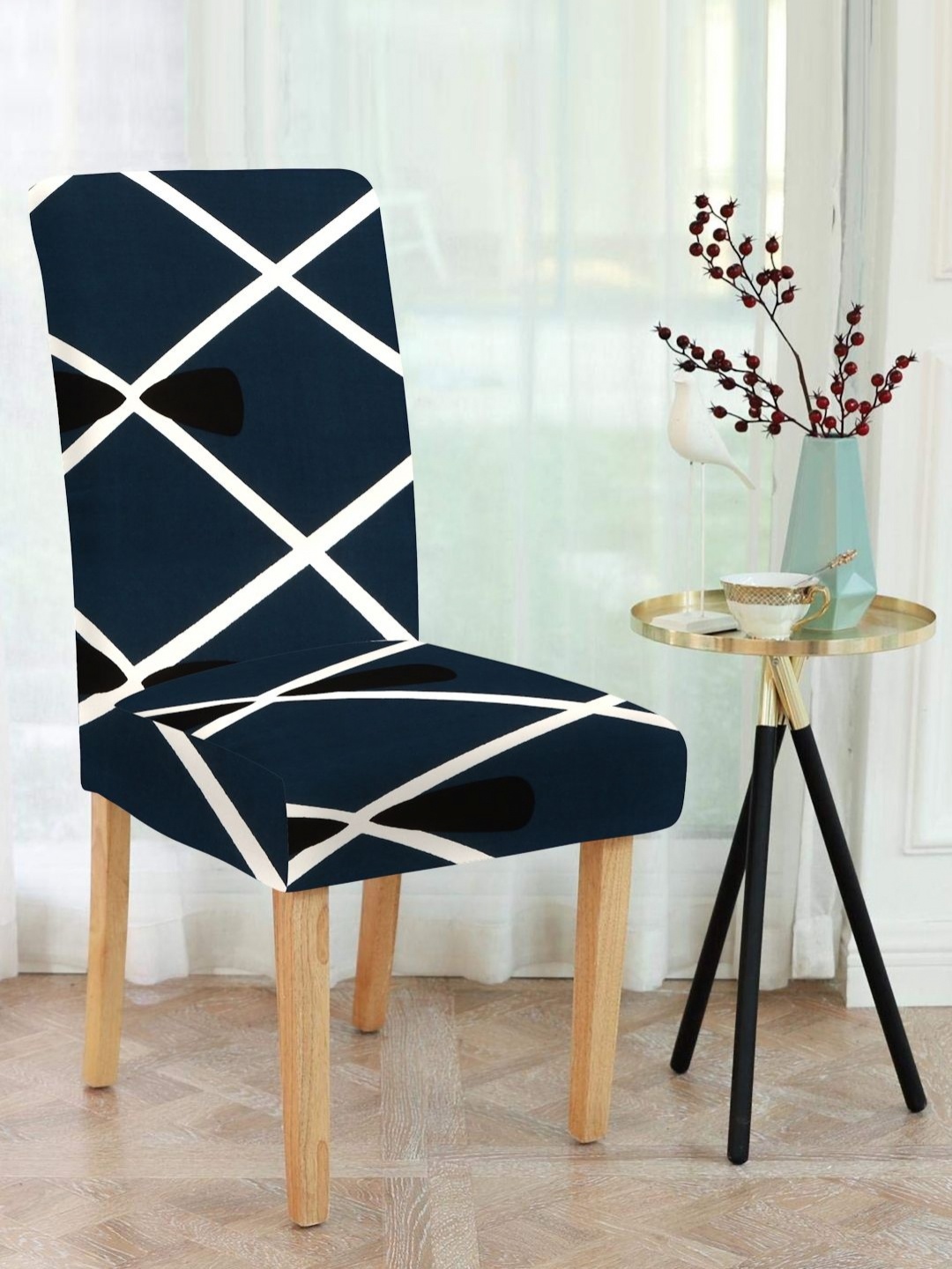 

HOSTA HOMES Blue & White Printed Dining Chair Covers