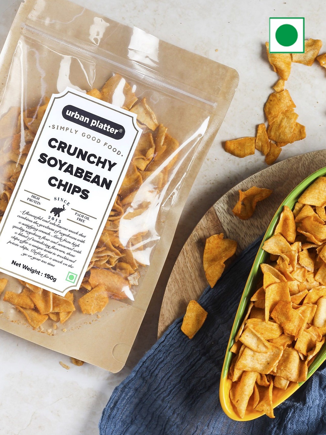 

URBAN PLATTER Crunchy Soyabean Chips - 150g, Orange