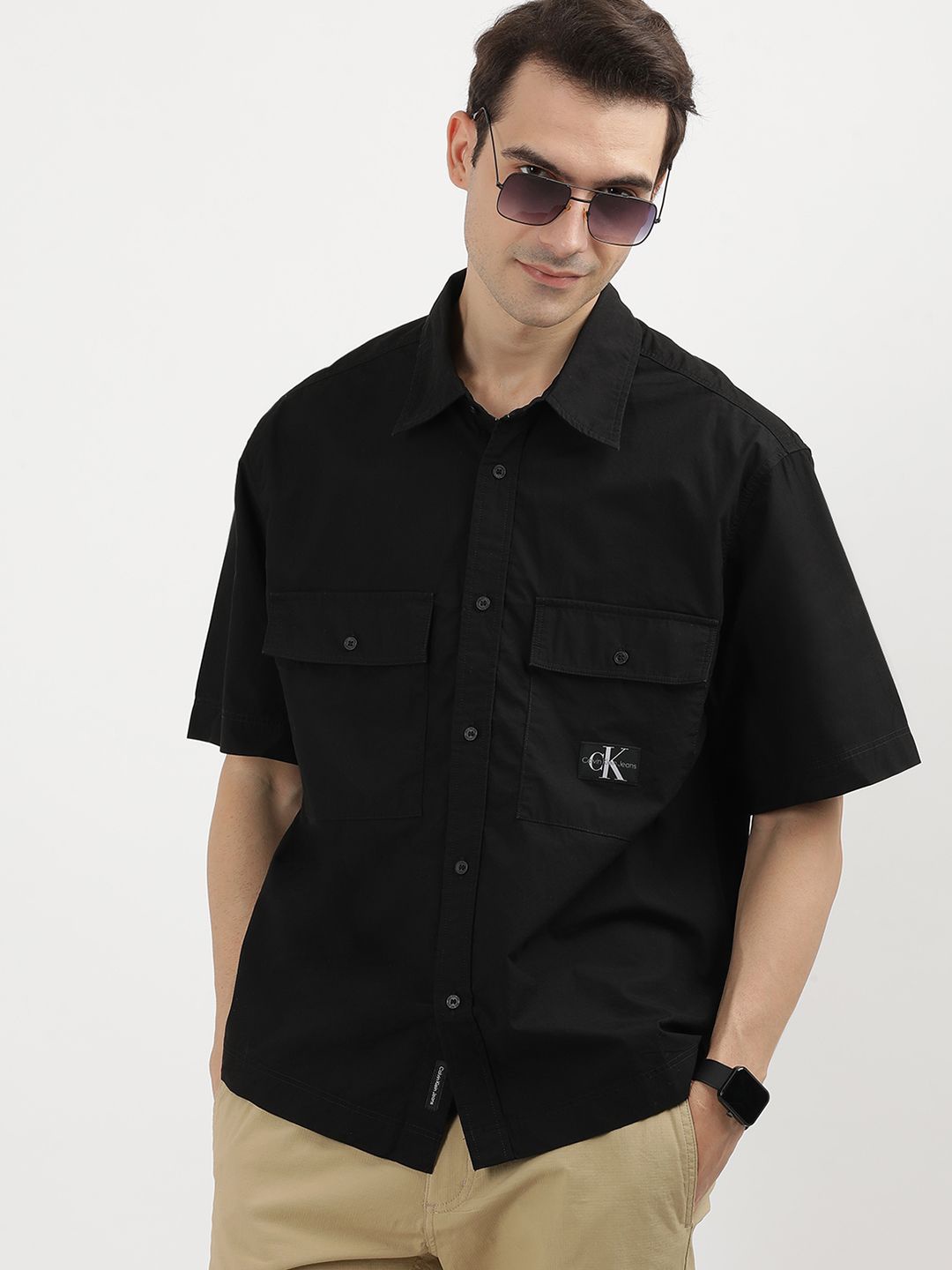 

Calvin Klein Men Solid Opaque Casual Shirt, Black