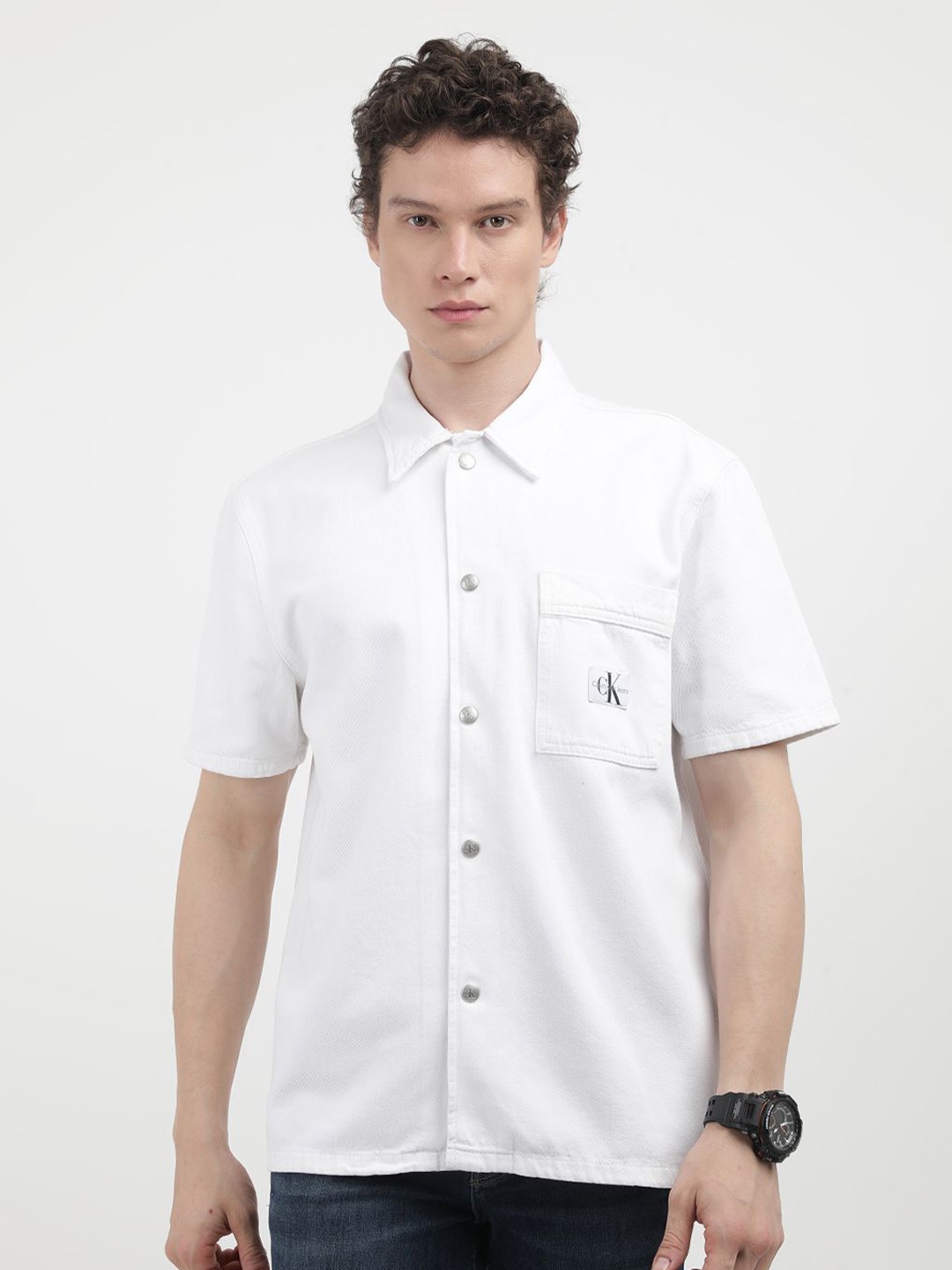 

Calvin Klein Men Solid Opaque Casual Shirt, White