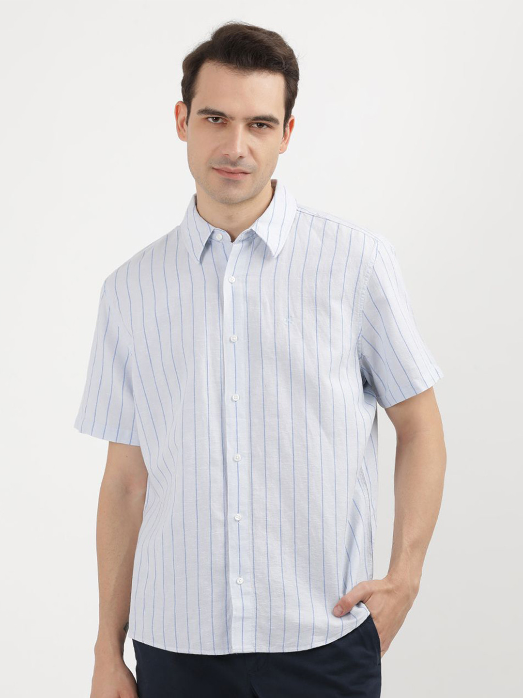 

Calvin Klein Men Opaque Striped Casual Shirt, Blue