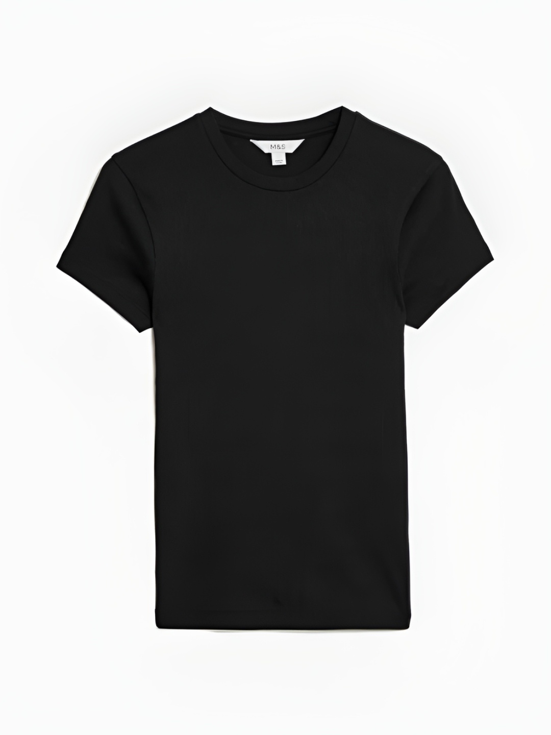 

Marks & Spencer Women Solid Round Neck Cotton Slim Fit T-shirt, Black