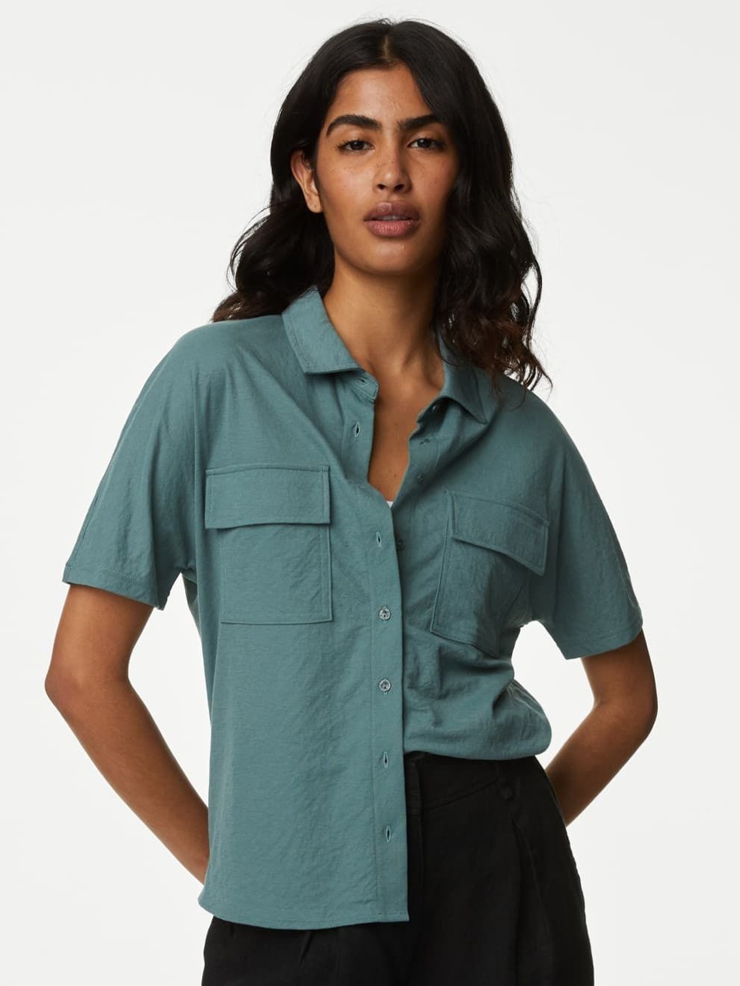 

Marks & Spencer Women Opaque Casual Shirt, Green