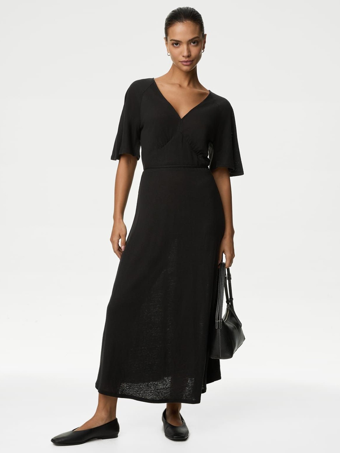 

Marks & Spencer Flared Sleeve Maxi Dress, Black