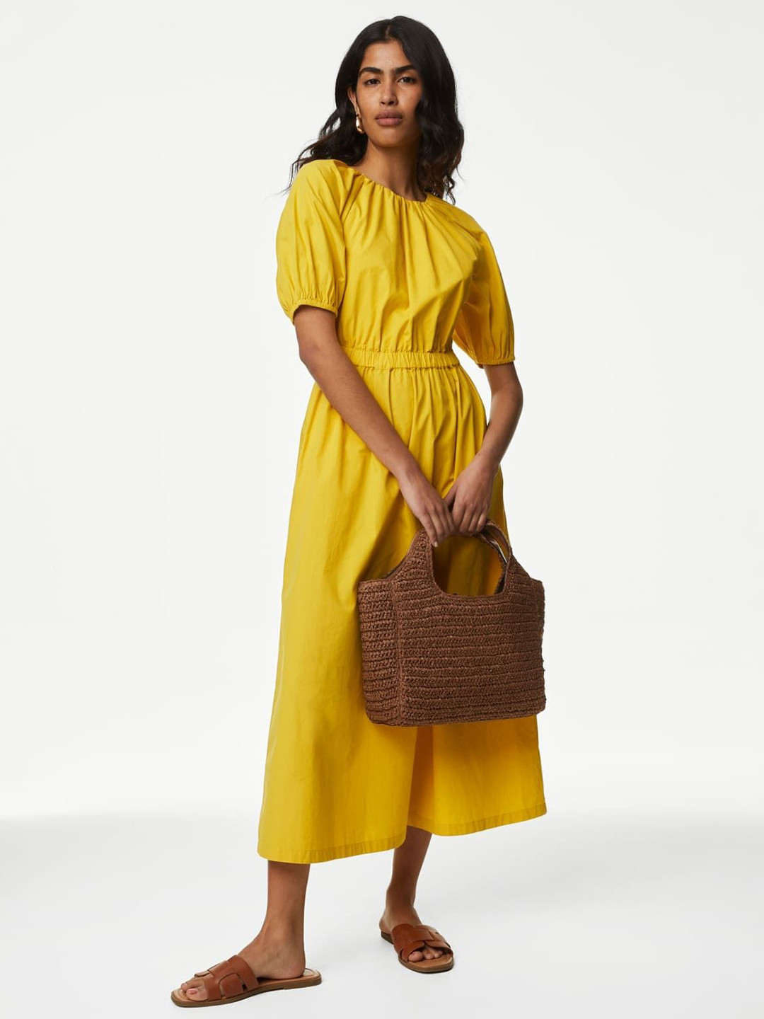 

Marks & Spencer Fit & Flare Midi Dress, Yellow
