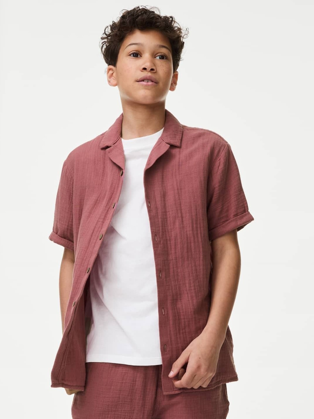 

Marks & Spencer Boys Opaque Casual Shirt & T-Shirt Set, Pink