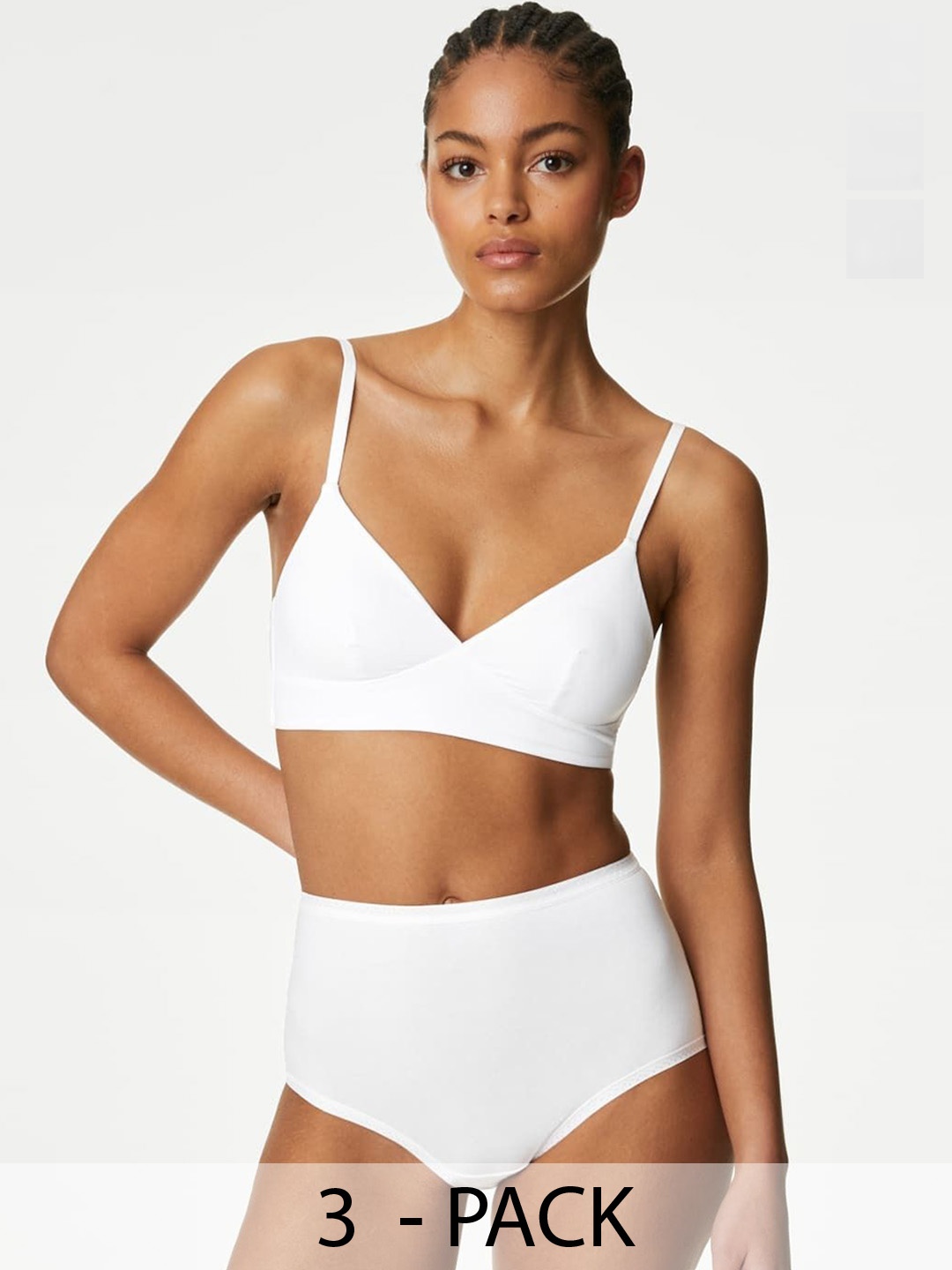 

Marks & Spencer Pack Of 3 High-Rise Anti Microbial Cotton Basic Briefs, White