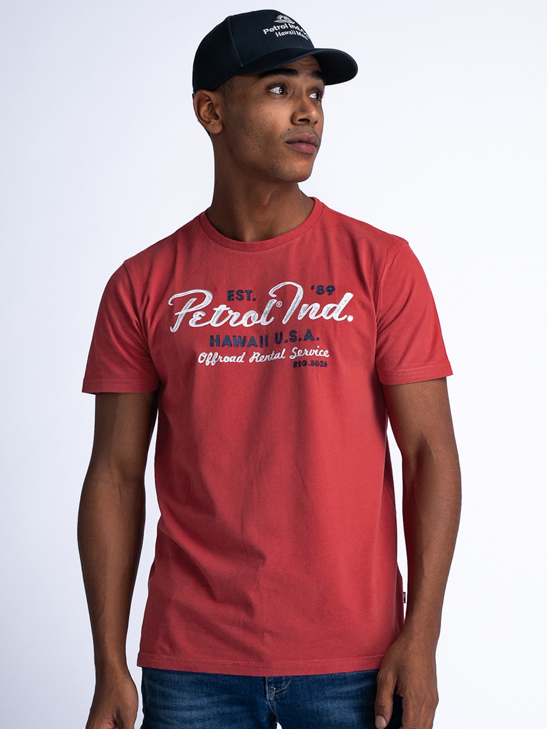 

Petrol Typography Printed Pure Cotton T-shirt, Red