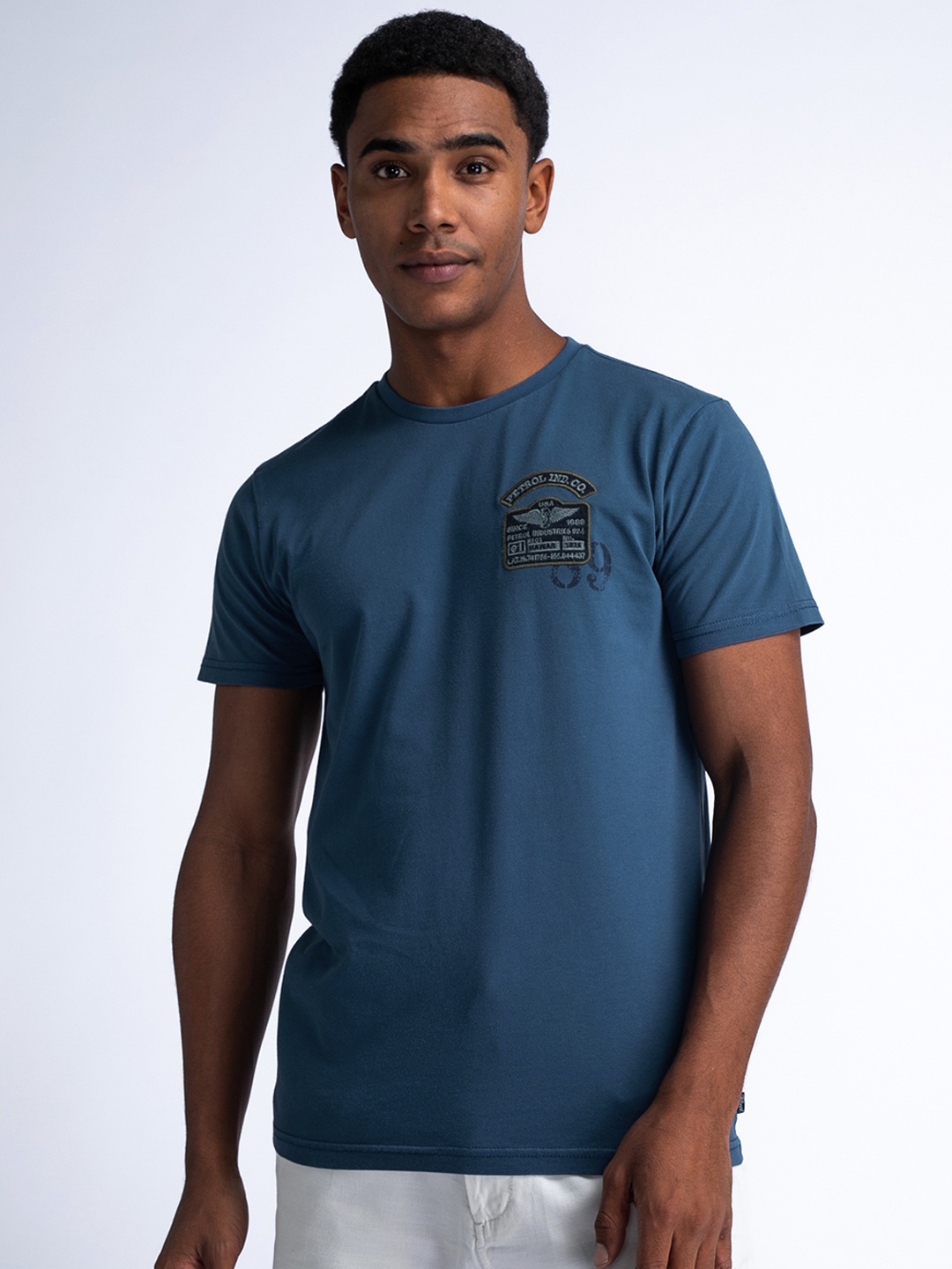

Petrol Pure Cotton Applique T-shirt, Teal
