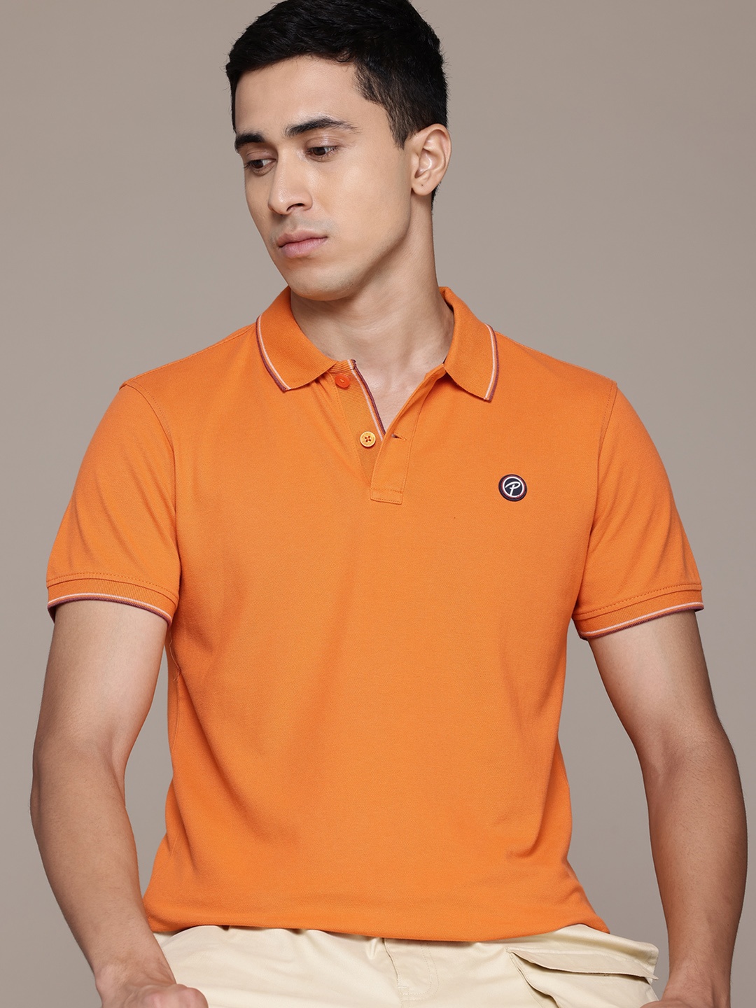 

Petrol Men Polo Collar T-shirt, Orange