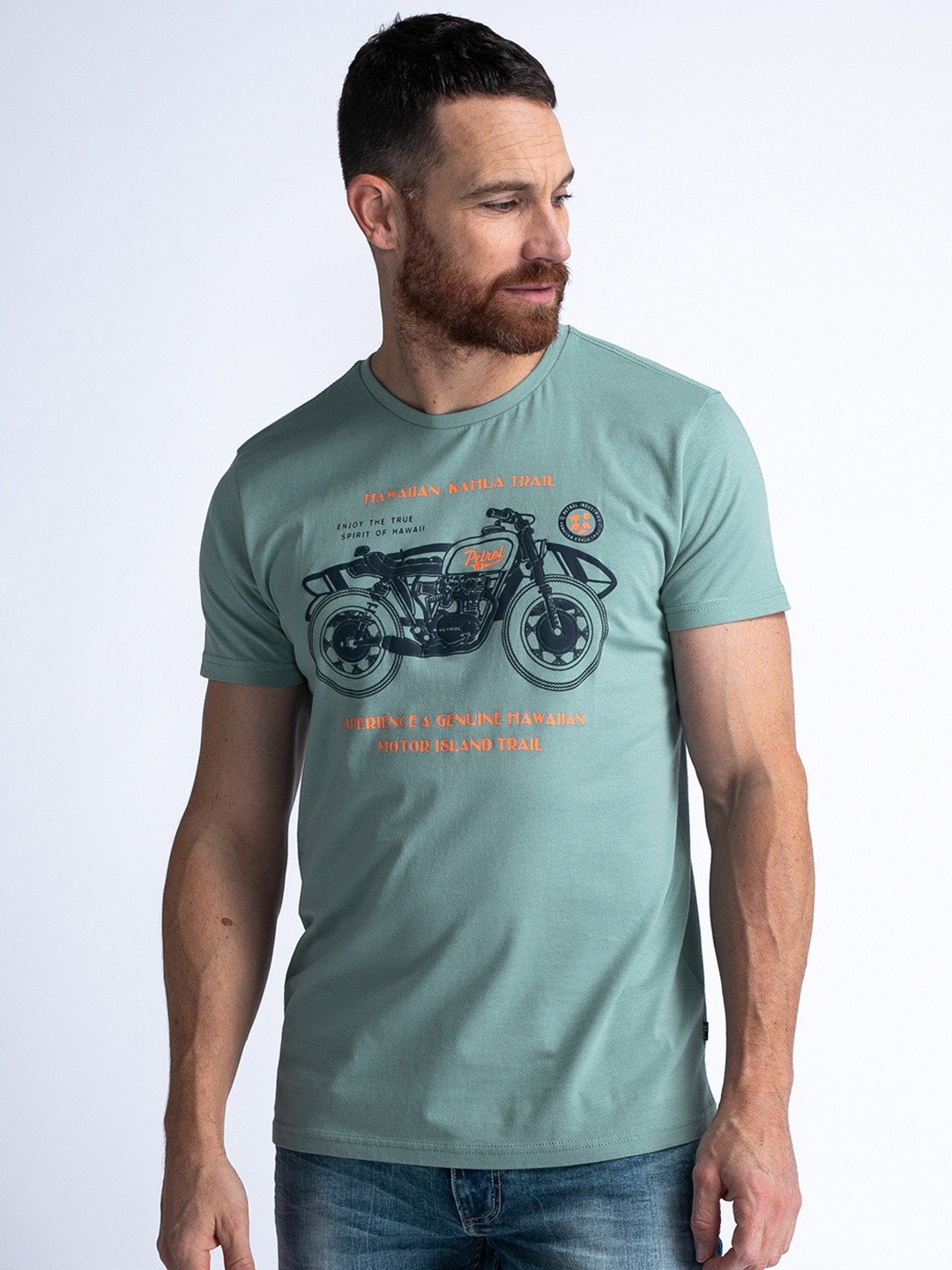 

Petrol Printed Pure Cotton T-shirt, Blue
