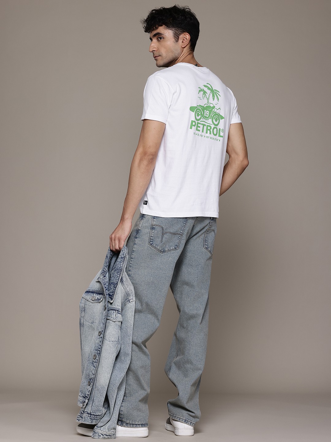 

Petrol Printed Pure Cotton T-shirt, White