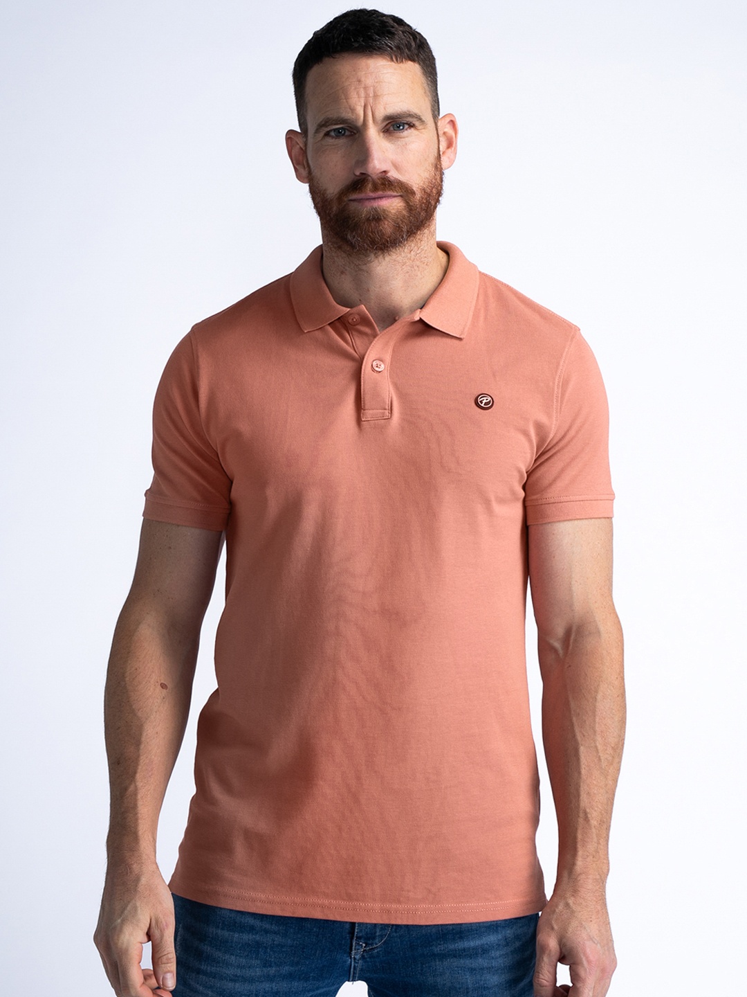 

Petrol Pure Cotton Polo Collar T-shirt, Peach
