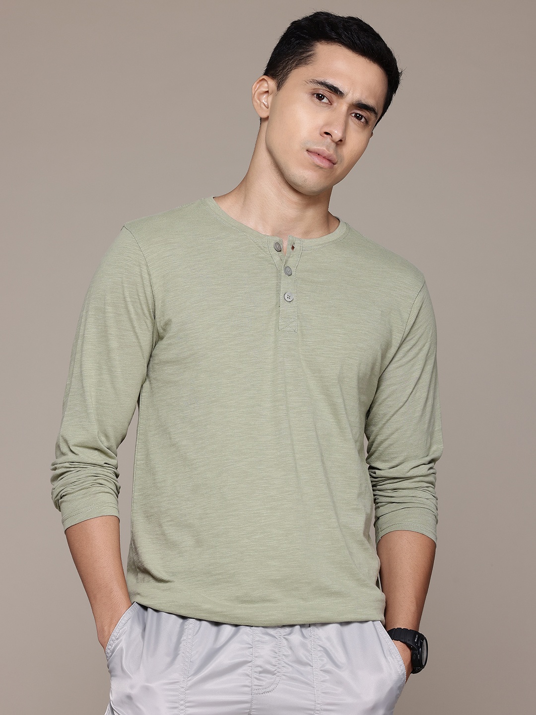 

Petrol Henley Neck T-shirt, Olive