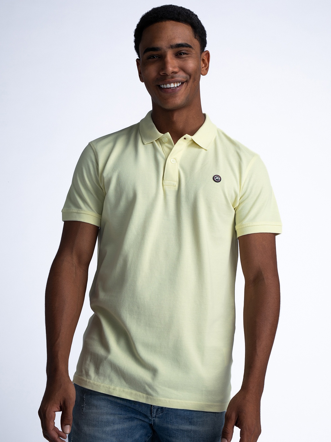 

Petrol Pure Cotton Polo Collar T-shirt, Yellow