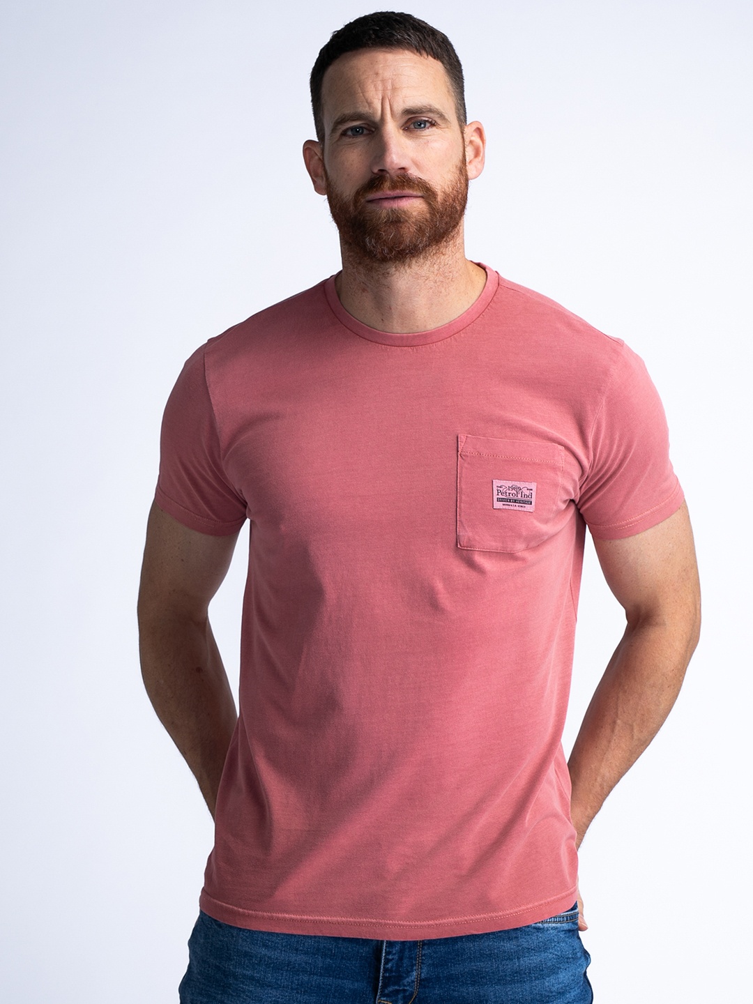 

Petrol Pure Cotton Pocket T-shirt, Peach