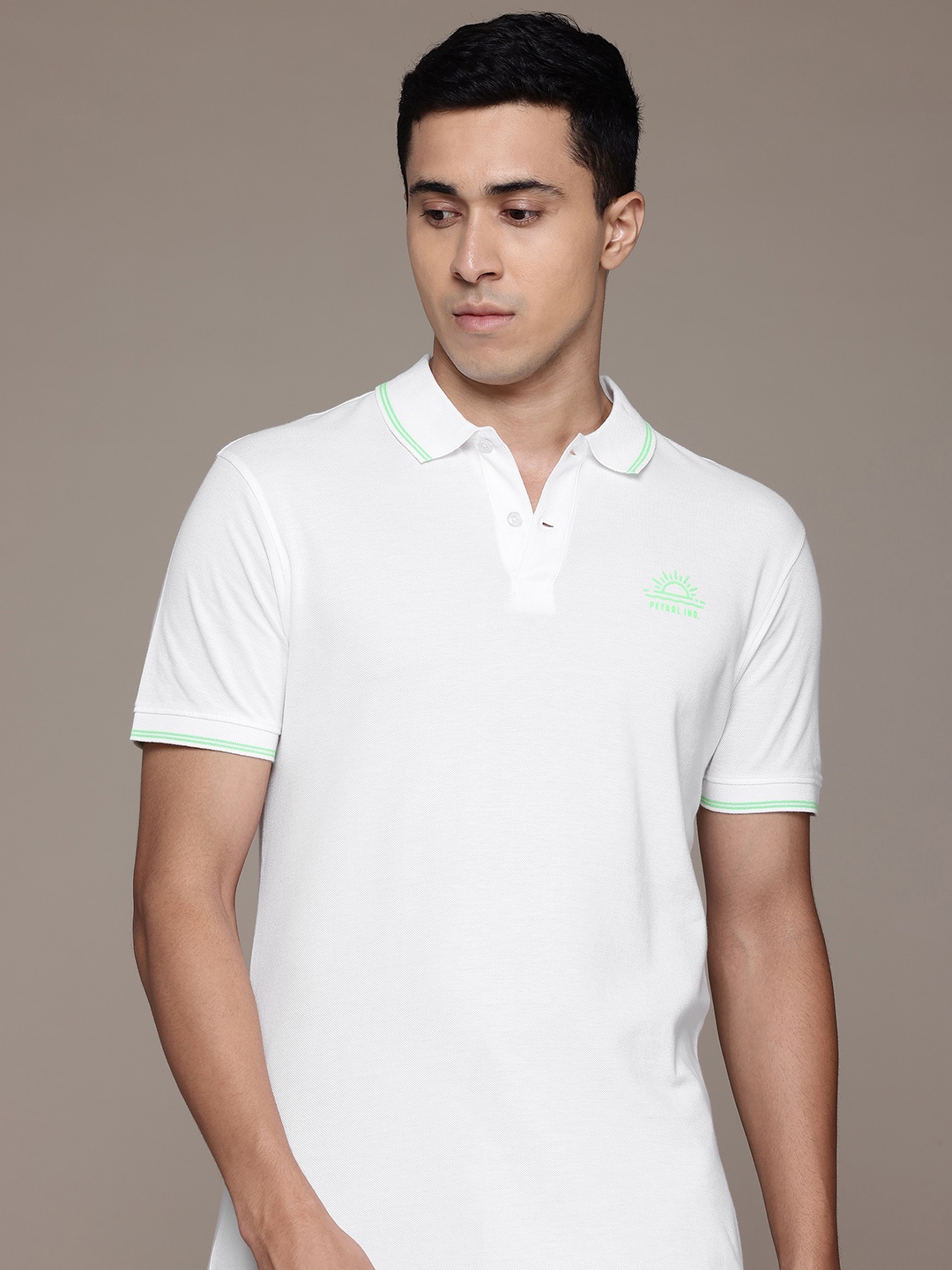 

Petrol Polo Collar Pure Cotton T-shirt, White