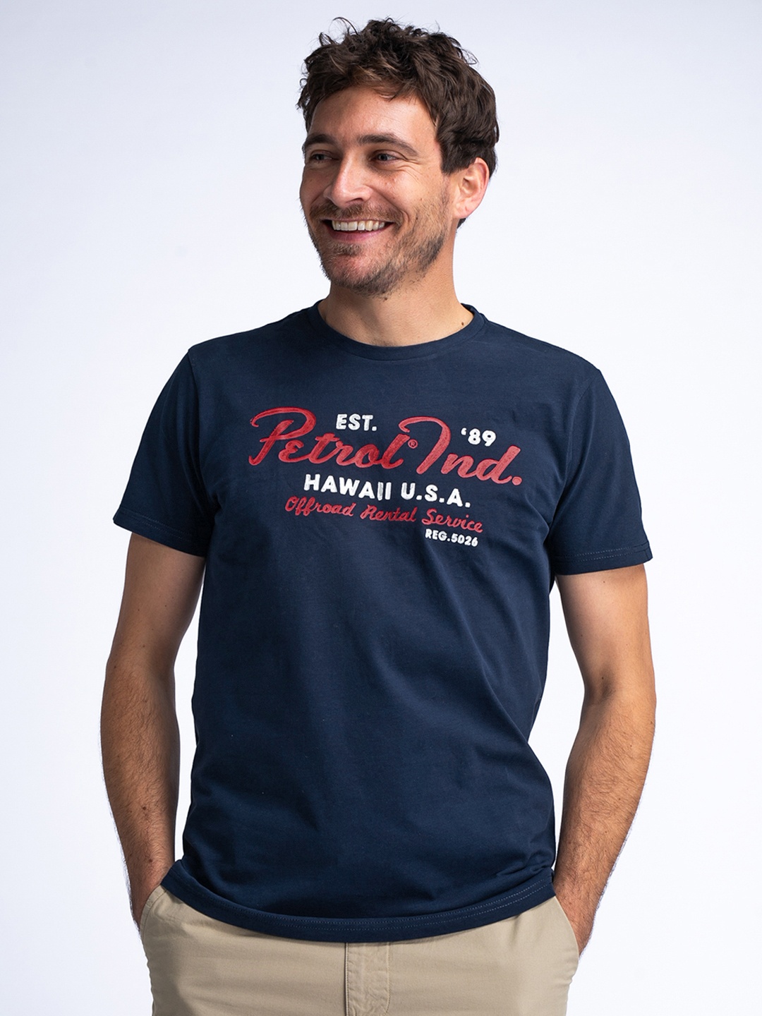 

Petrol Typography Printed Pure Cotton T-shirt, Navy blue