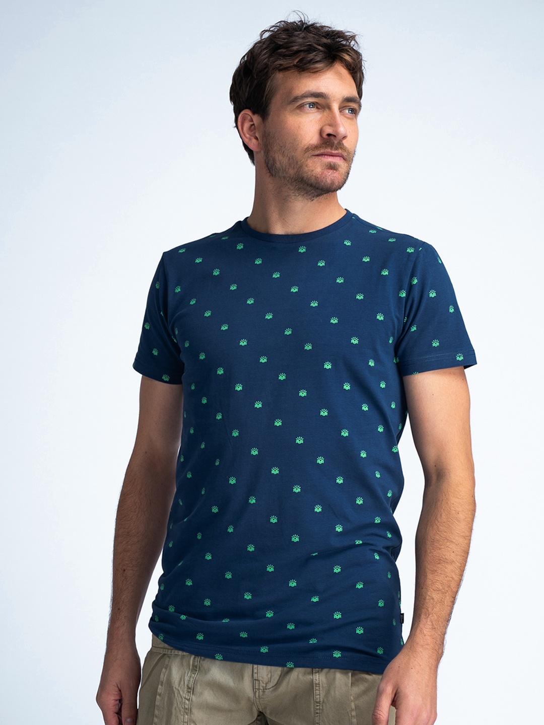 

Petrol Regular Fit Printed T-shirt, Blue