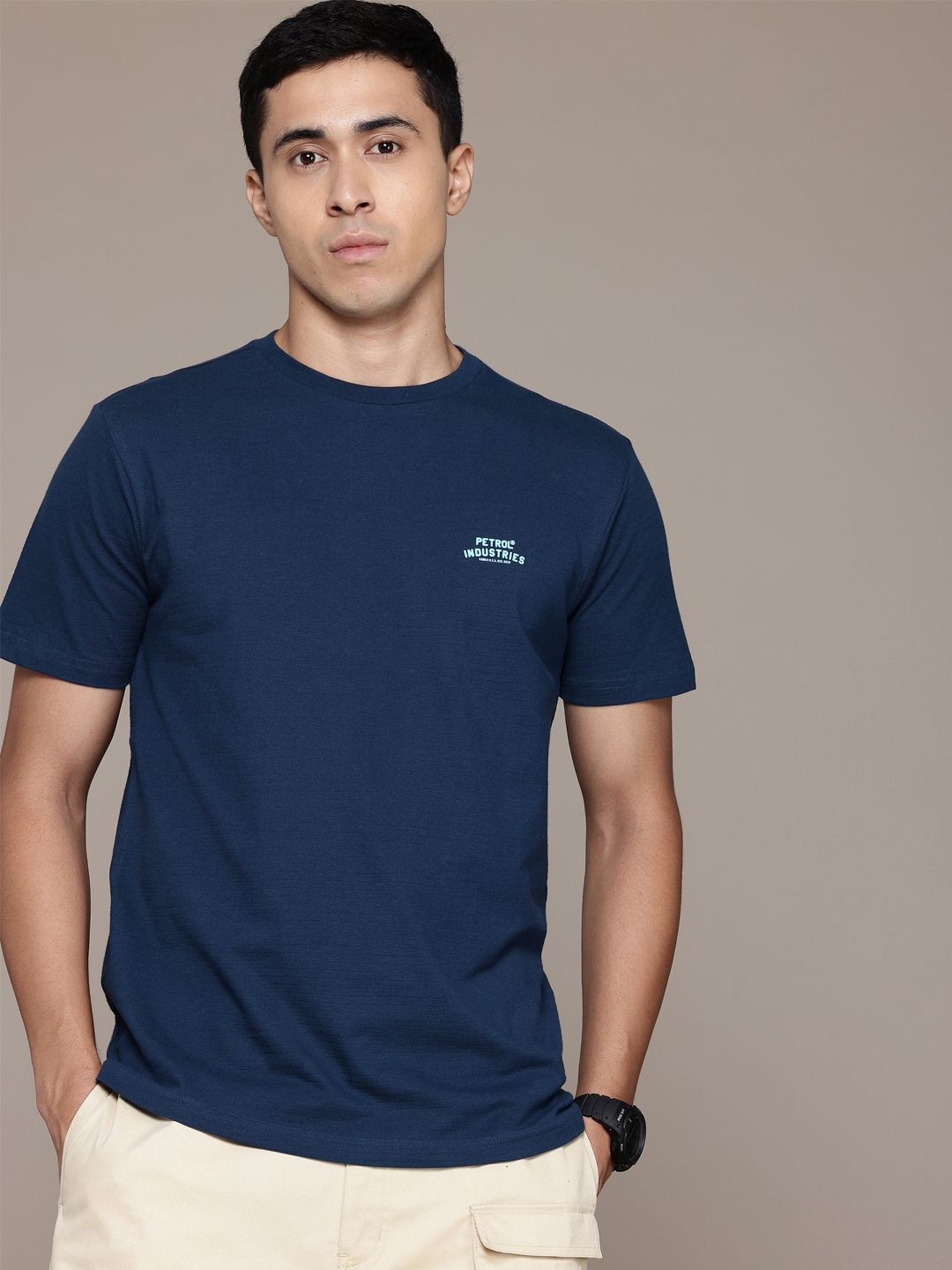 

Petrol Men Pure Cotton T-shirt, Navy blue