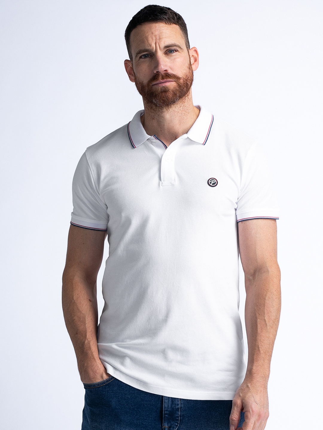 

Petrol Polo Collar T-shirt, White