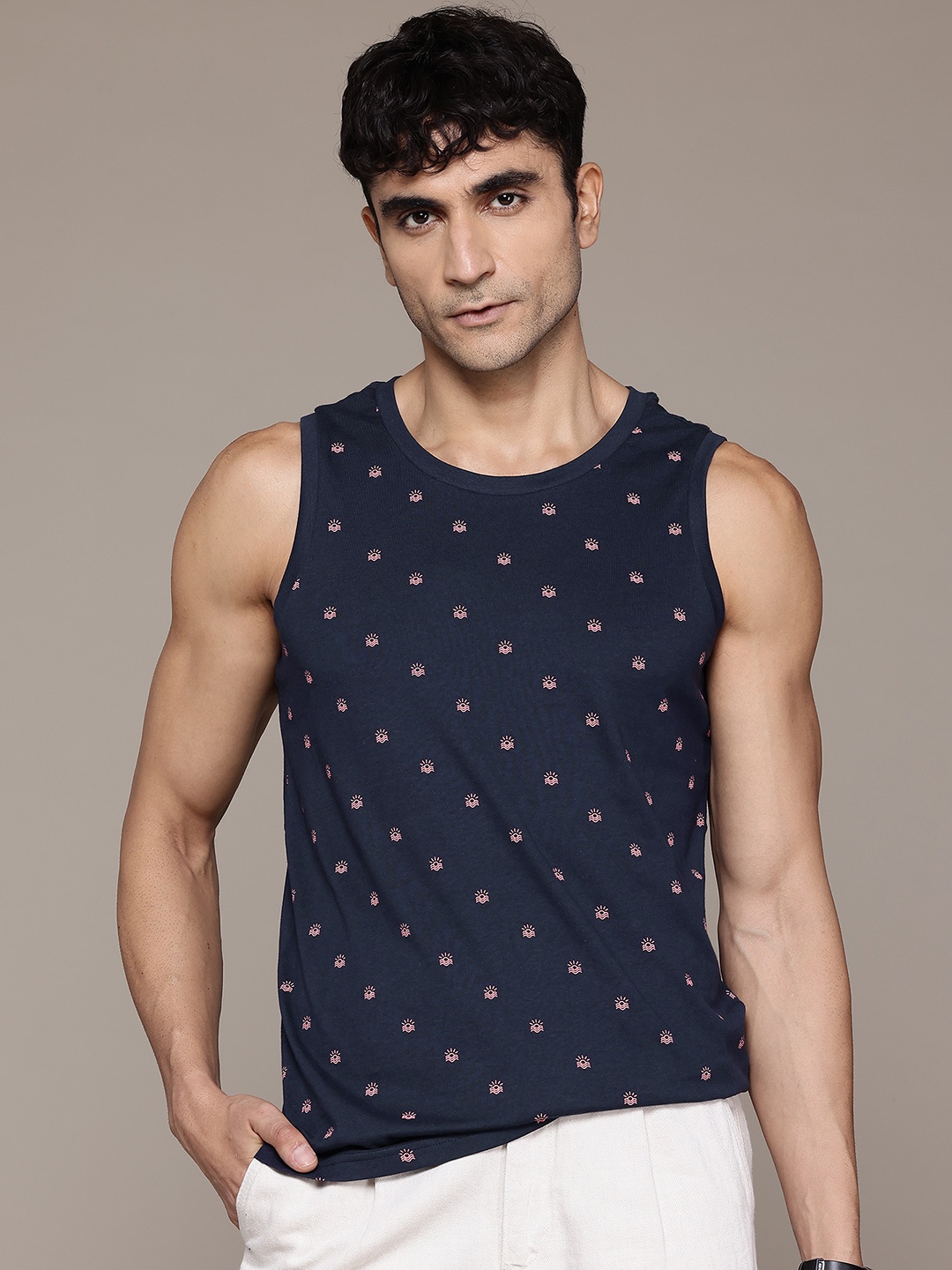 

Petrol Men Printed Pure Cotton T-shirt, Navy blue