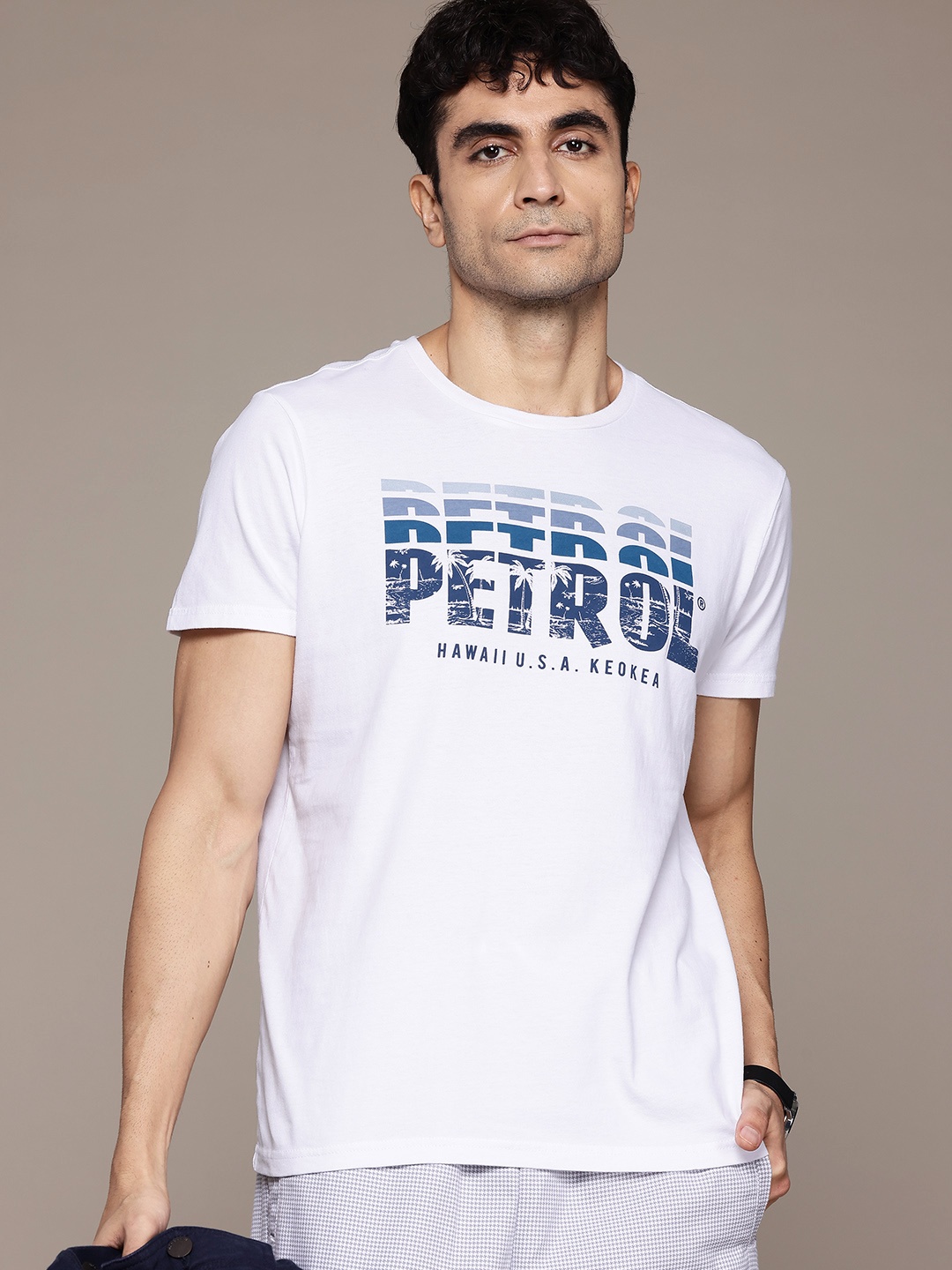 

Petrol Typography Printed Pure Cotton T-shirt, White