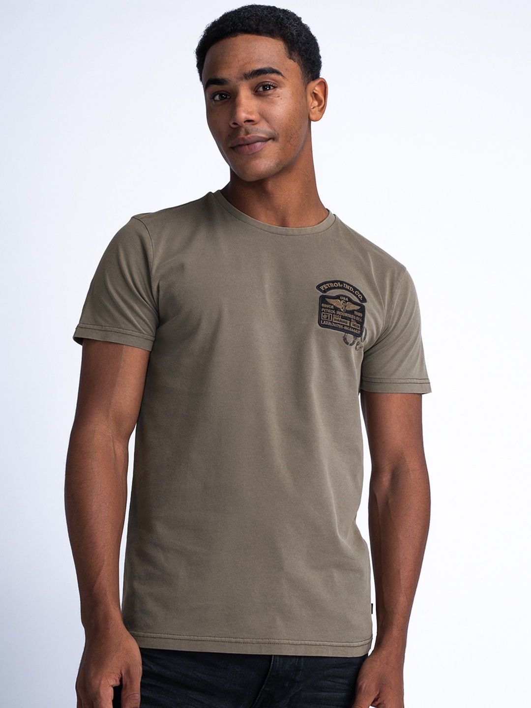 

Petrol Men Pure Cotton T-shirt, Taupe