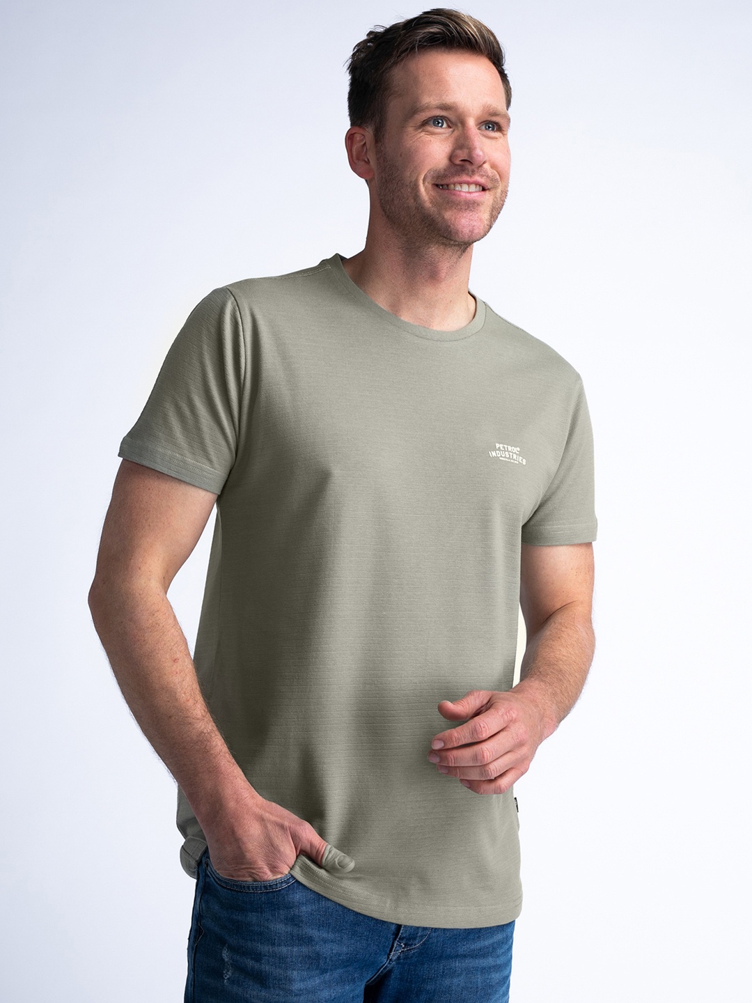 

Petrol Men Pure Cotton T-shirt, Olive