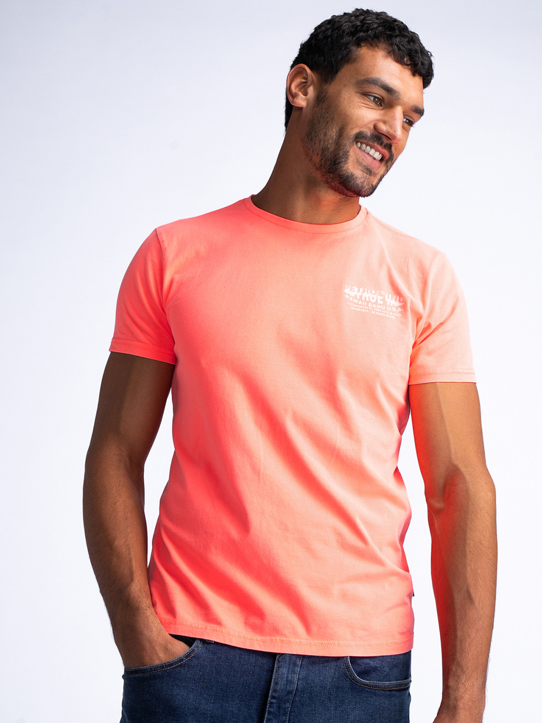 

Petrol Typography Printed Pure Cotton T-shirt, Orange