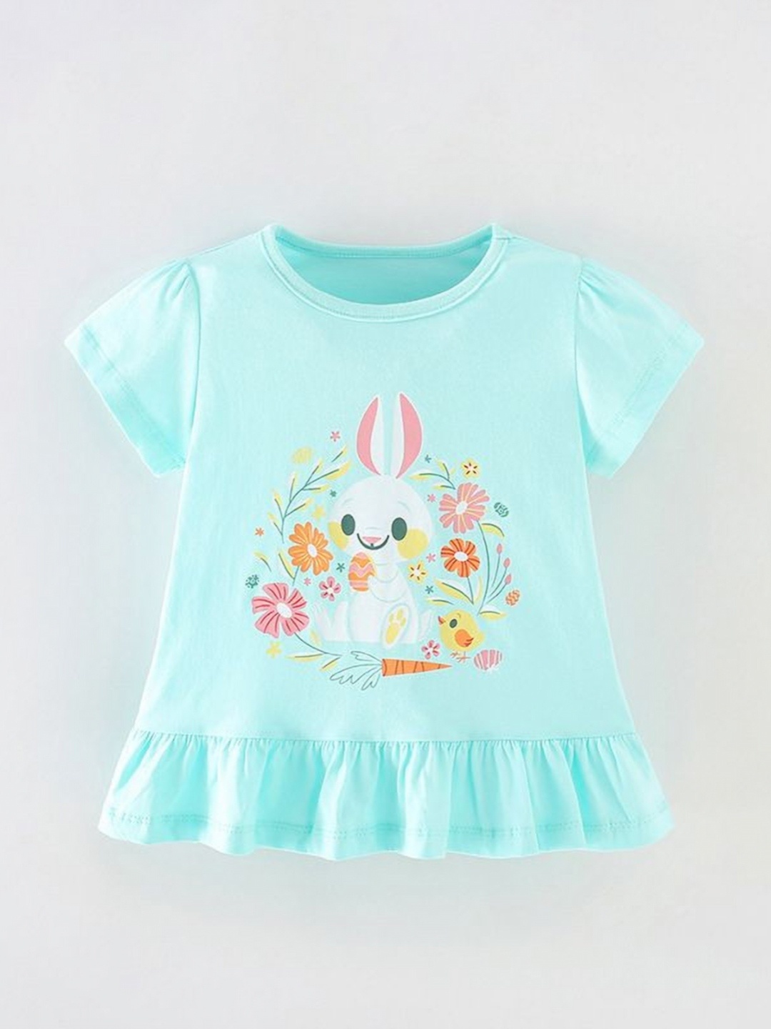 

StyleCast Girls Floral Printed Round Neck T-shirt, Turquoise blue